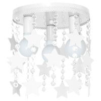 Lampa dziecięca sufitowa biała Żyrandol dla dzieci Gwiazdki STAR 3x E27 Metal i kryształki Milagro