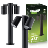 Lampa Ogrodowa Oprawa SŁUPEK Reflektor Zewnętrzny Stojąca 45 cm 2x GU10 ASTI LUMILED