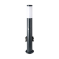Lampa Ogrodowa Słupek E27 IP44 Z czujnikiem ruchu i gniazdami ogrodowymi 60CM Szary VT-838 V-TAC
