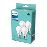 4PAK Żarówka LED E27 A60 10W = 75W 1055lm 4000K Neutralna Mleczny PHILIPS