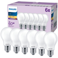 6x Żarówka LED E27 A60 7W = 60W 806lm 2700K Ciepła 300° FILAMENT EC Multipack Philips
