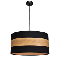 Lampa wisząca TERRA 1xE27 Czarny Abażur Drewno Milagro MLP6290 Metal + Tkanina + Drewno