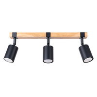 Lampa Sufitowa Oprawa Natynkowa SPOT TUBA Reflektor 3x GU10 Tubularna Czarna Brązowa Skandynawska Fager Sollux