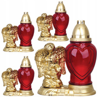 4x Znicz Szklany na Wkład Anioł 28h Całoroczny 23,5cm