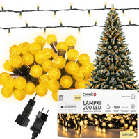 Lampki Świąteczne, Światełka Choinkowe CHERRY BALL 200LED Ciepły Biały 3+16m