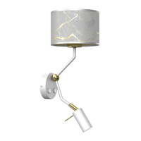 Lampa Ścienna Kinkiet SENSO Biała Złota 1xE27 + 1x mini GU10 Milagro