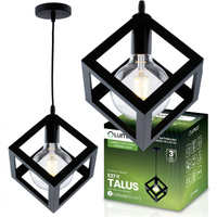 Lampa Wisząca Sufitowa Geometryczna Kwadrat Zwis LED E27 TALUS Czarna LUMILED