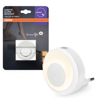 Lampa do Gniazdka Nocna Punktowa 0.31W 4lm 3000K Ciepła 135° Biała z Czujnikiem Ruchu i Zmierzchu Lunetta Osram