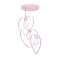 Lampa wisząca AMORE 3xE27 Serce Dziewczęca Delikatna Róż MLP9954 Milagro Metal