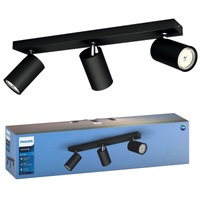 Lampa Sufitowa Reflektor 3x GU10 Czarna Kosipo Philips
