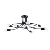 Lampa Sufitowa Oprawa Natynkowa Wisząca Zwis 8x E27 Żyrandol Nieregularna Czarna Industrialna Levar Sollux