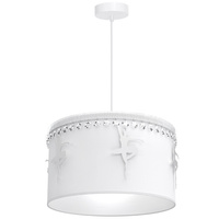 Lampa wisząca BALETNICA 1xE27 Dziewczęca Baletnica Biała MLP4969 Milagro Metal + Tkanina + Kryształki