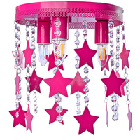 Lampa dziecięca sufitowa różowa Żyrandol dla dzieci Gwiazdki STAR 3xE27 Metal i kryształki Milagro