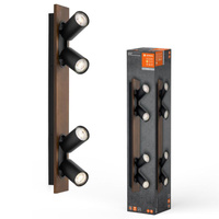 Lampa Sufitowa Ścienna LED Reflektor 4-Punktowy Dekoracyjny Drewno 13.6W GU10 Czarny LEDVANCE