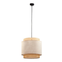 Lampa Sufitowa Wisząca BOHO NATURE Zwis Rattanowa Czarno-Beżowa Styl Boho E27 6301 TK Lighting
