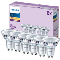 6x Żarówka LED GU10 Reflektor PAR16 4.6W = 50W 355lm 2700K Ciepła 36° EC Multipack Philips