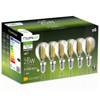 6x Żarówka LED E14 Kulka P45 2W = 25W 249lm 4000K Neutralna 360° FILAMENT LUMILED