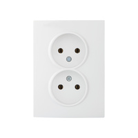 Gniazdko podwójne wtyczkowe kompletne bez uziemienia 16A Białe LOGI KANLUX