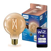Żarówka LED E27 Kula G95 7W = 50W 640lm 2000-5000K TW FILAMENT Bursztynowa Inteligentna SMART WiFi Bluetooth Aplikacja WiZ Philips