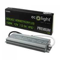 Zasilacz do Taśm LED Hermetyczny 150W 12V 12.5A IP67 PREMIUM Ecolight