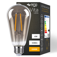 Żarówka LED E27 ST64 6W = 50W 650lm 2200K Ciepła 360° Filament dymiona