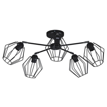 Nowoczesna lampa wisząca sufitowa czarna żyrandol do sypialni 5xE27