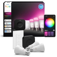 3x Żarówka LED E27 A60 8.1W = 75W 1100lm CCT + RGB SMART Inteligentna Bluetooth ZigBee White and Color Ambiance + Mostek Bridge PRO + Regulator Pilot Philips HUE