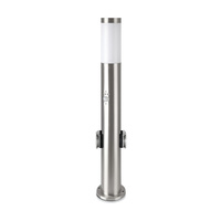 Lampa Ogrodowa Słupek E27 IP44 Z czujnikiem ruchu i gniazdami ogrodowymi 60CM Satynowy nikiel VT-838 V-TAC
