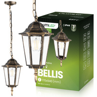 Lampa Ogrodowa Wisząca Zewnętrzna E27 LATARNIA Patyna BELLIS LUMILED