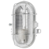 Oprawa LED E27 KANAŁOWA Lampa Garażowa Owal 100W Siatka Metal IP44 Biała KOBI