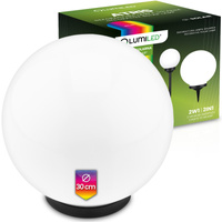 Lampa Solarna Ogrodowa LED ATRIS Wbijana Naziemna Biała Kula 30cm RGB LUMILED