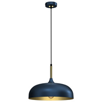Lampa Wisząca Sufitowa LINCOLN Niebieska Złota 1xE27 35cm Milagro