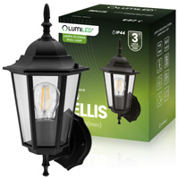 Kinkiet Ogrodowy Elewacyjny Zewnętrzny E27 LATARNIA do GÓRY Czarna BELLIS LUMILED