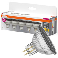 5x Żarówka LED MR16 Reflektor GU5.3 5W = 35W 345lm 2700K Ciepła CRI90 12V 36° Ściemnialna BASE Osram