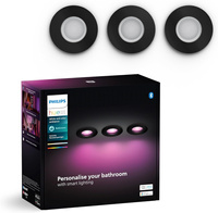 3x Oprawa Podtynkowa Wpuszczana LED Hermetyczna IP44 Łazienkowa 4.2W 400lm IP44 White and Color Ambiance RGB + TW Czarna Inteligentna SMART Zigbee Bluetooth Xamento Philips HUE