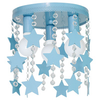 Lampa dziecięca sufitowa niebieska Żyrandol dla dzieci Gwiazdki STAR 3x E27 Metal i kryształki Milagro