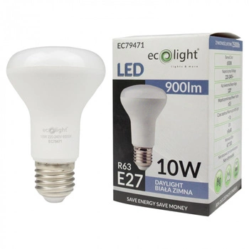 Żarówka LED Reflektor R63 E27 10W 900lm 6500K Zimna Ecolight