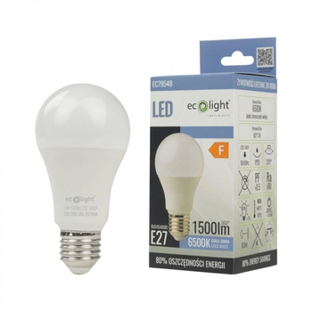 Żarówka LED A60 E27 15W 1350lm 6500K Zimna Ecolight