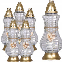 6x Znicz Szklany Kochanej Babci na Grób 40h na Wkład Całoroczny 33cm