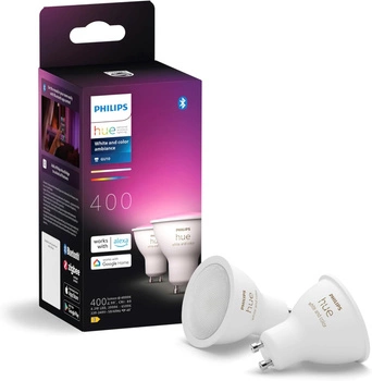2x Żarówka LED GU10 Reflektor 4.2W = 50W 400lm 2000-6500K CCT + RGB SMART Inteligentna Bluetooth ZigBee White and Color Ambiance Philips HUE