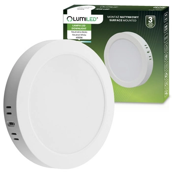 Oprawa Natynkowa Lampa LED Natynkowa Sufitowa 18W Okrągła 4000K GLOW Biała LUMILED