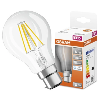 Żarówka LED A60 B22d 6.5W = 60W 806lm 6500K Zimna 300° Retrofit Filament CLASSIC Osram