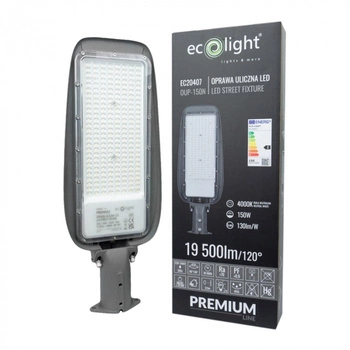 Lampa Uliczna Drogowa LED 150W 19500lm 4000K Neutralna IP65 130lm/W PREMIUM Ecolight