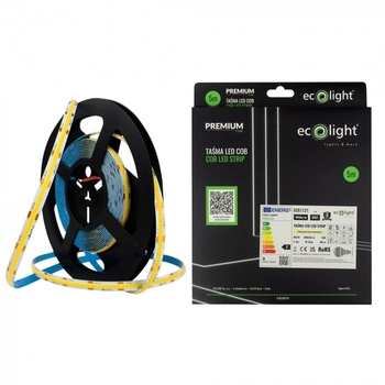 Taśma LED Pasek COB 9W/m 945lm/m 480LED/m 24V 3000K Ciepła IP67 Rolka 5m Ecolight