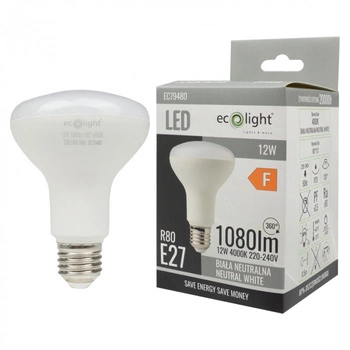 Żarówka LED Reflektor R80 E27 12W 1080lm 4000K Neutralna Ecolight