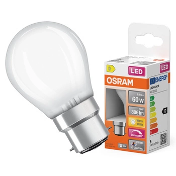Żarówka LED P45 Kulka B22d 5.5W = 60W 806lm 2700K Ciepła CRI90 300° Filament Ściemnialna SUPERSTAR PLUS CLASSIC Osram