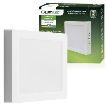 Oprawa Natynkowa Lampa LED Natynkowa Sufitowa 12W Kwadrat 4000K GLOW Biała LUMILED