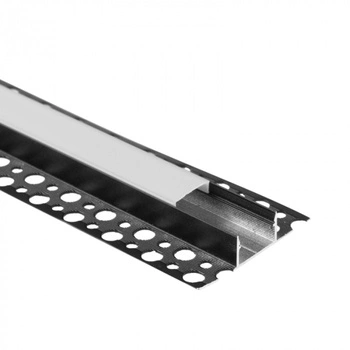 Profil Aluminiowy LED do Płyt GK Gipsowych REGIPS Szeroki Podpłytkowy do Glazury Czarny 2m z Kloszem Mlecznym do Taśm LED + Zaślepki seria GNS Ecolight