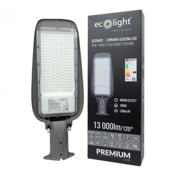 Lampa Uliczna Drogowa LED 100W 13000lm 4000K Neutralna IP65 130lm/W PREMIUM Ecolight