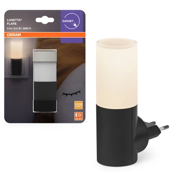 Lampa do Gniazdka Nocna Punktowa 0.2W 3lm 3000K Ciepła 360° Czarna Lunetta Osram